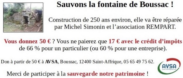 AVSA dons fontaine de Boussac